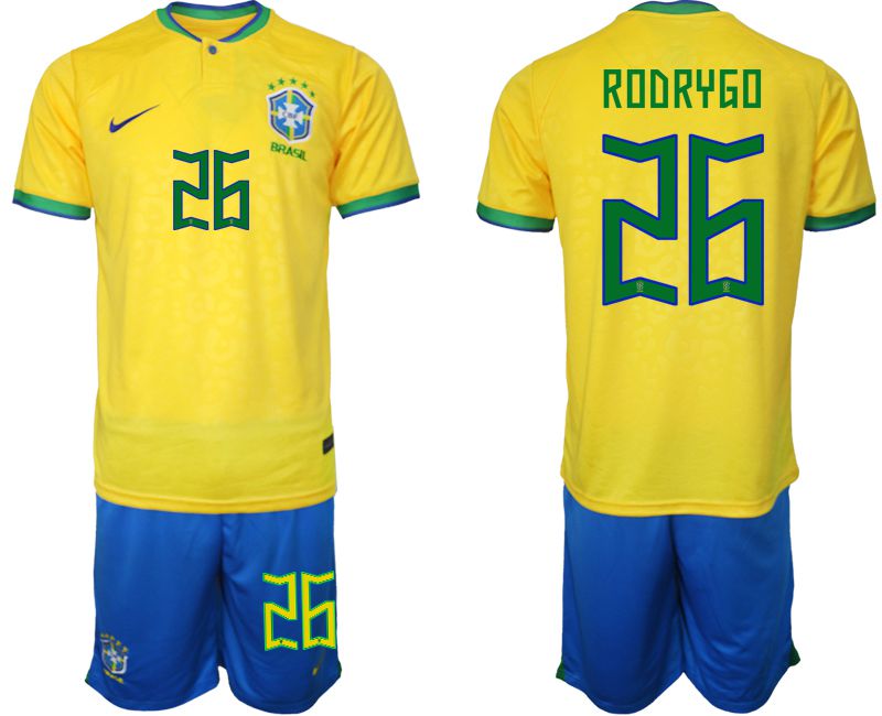 Men 2022 World Cup National Team Brazil home yellow #26 Soccer Jerseys